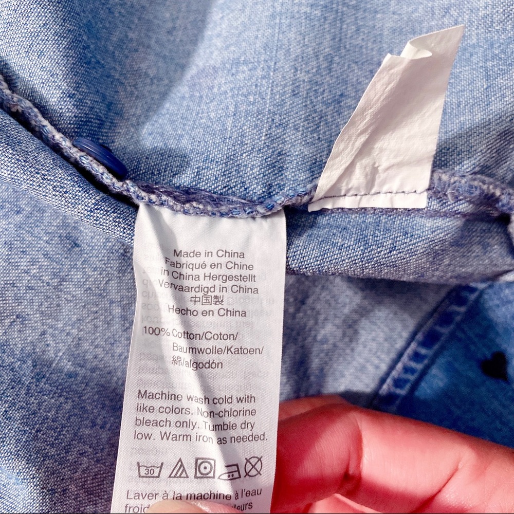 Madewell Denim Short-Sleeve Tie-Front Shirt Size S - Picture 12 of 12